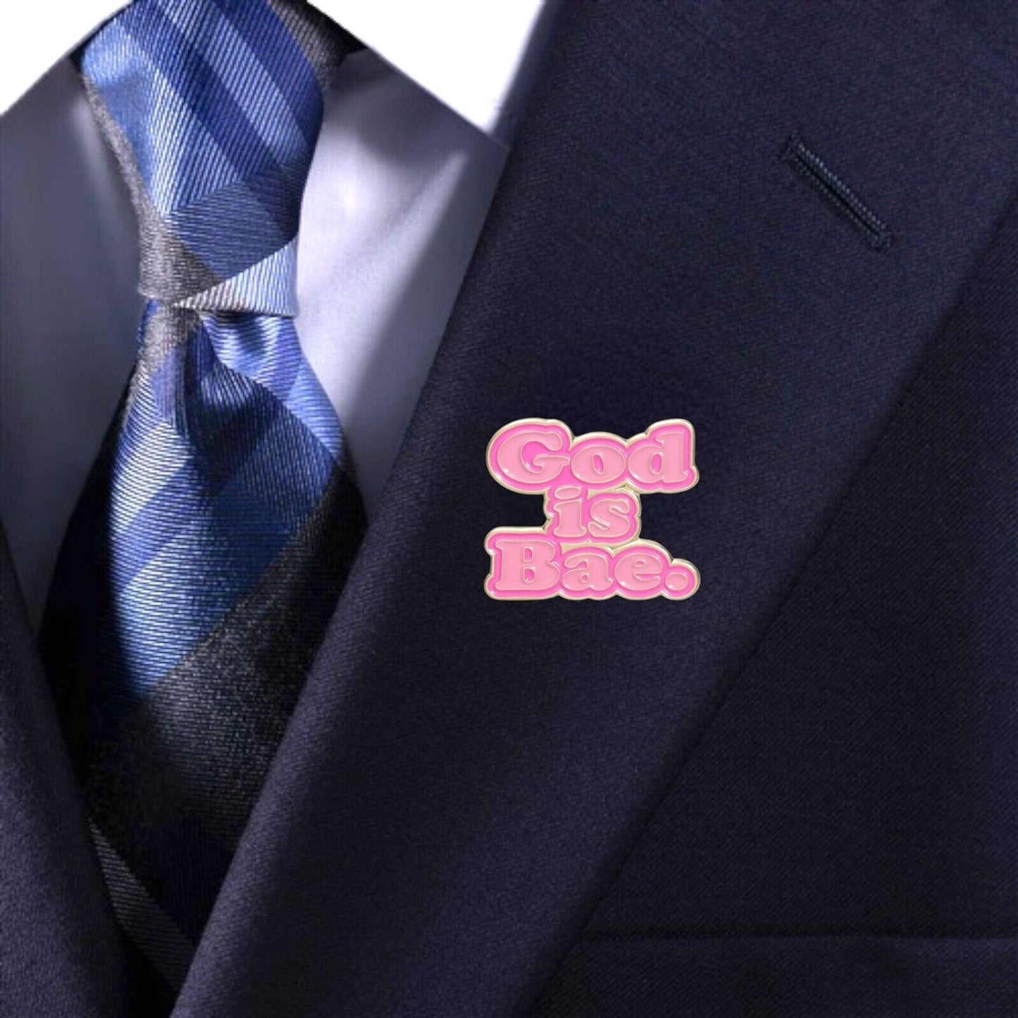 God Is Bae Enamel Pin | Christian Collar Pin | Brooch Accessory | Lapel Pin