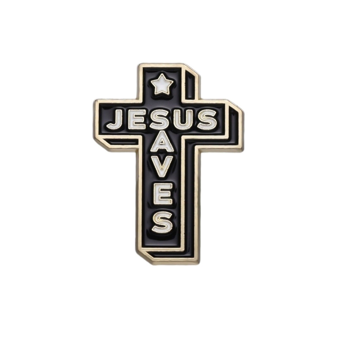 Jesus Saves Enamel Pin | Christian Collar Pin | Brooch Accessory | Lapel Pin