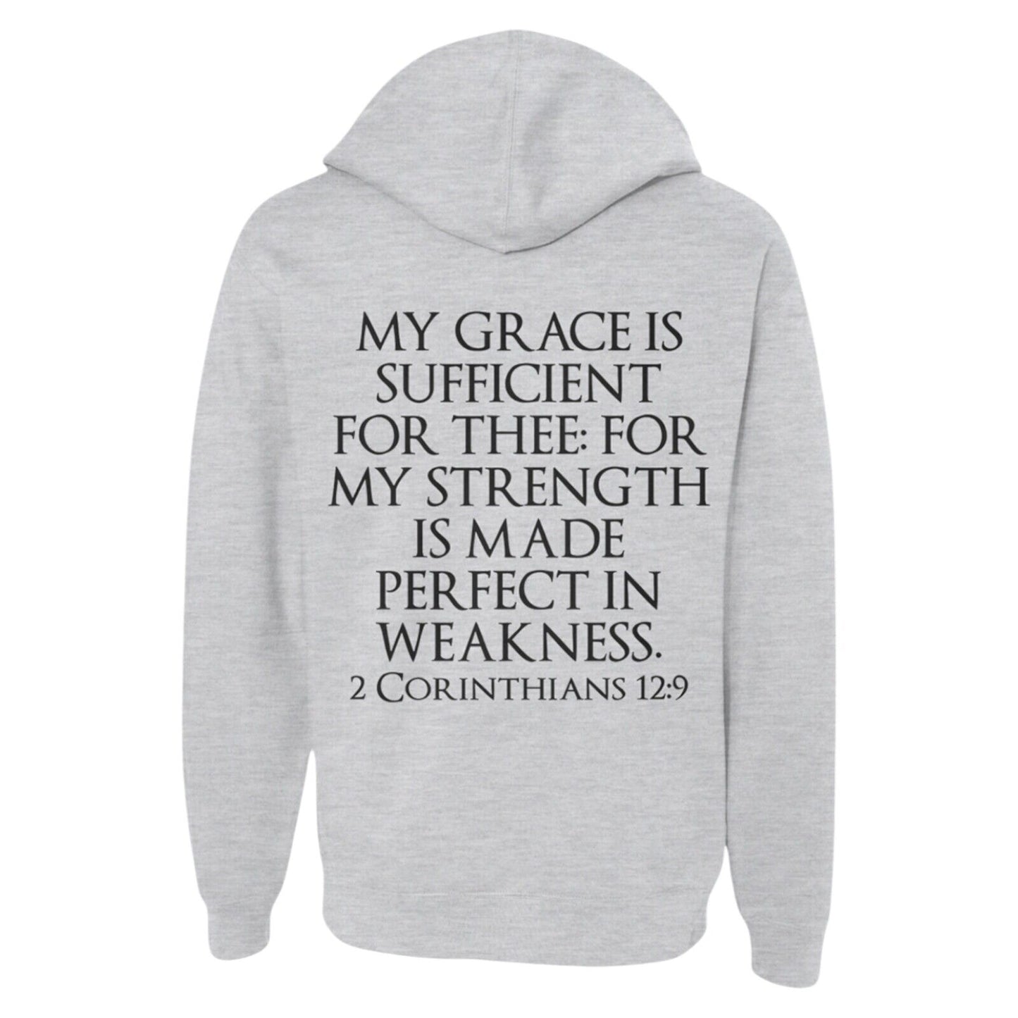 2 Corinthians 12:9 Gray Religious Apparel Jesus Hoodie Christian Clothing Unisex