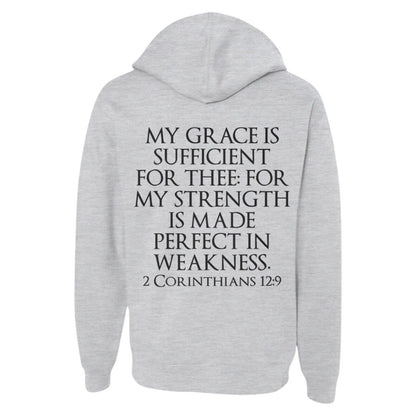 2 Corinthians 12:9 Gray Religious Apparel Jesus Hoodie Christian Clothing Unisex