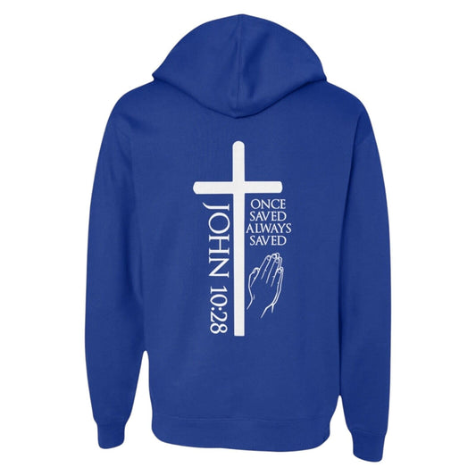 John 10:28 Blue Religious Apparel Jesus Hoodie Christian Clothing Unisex