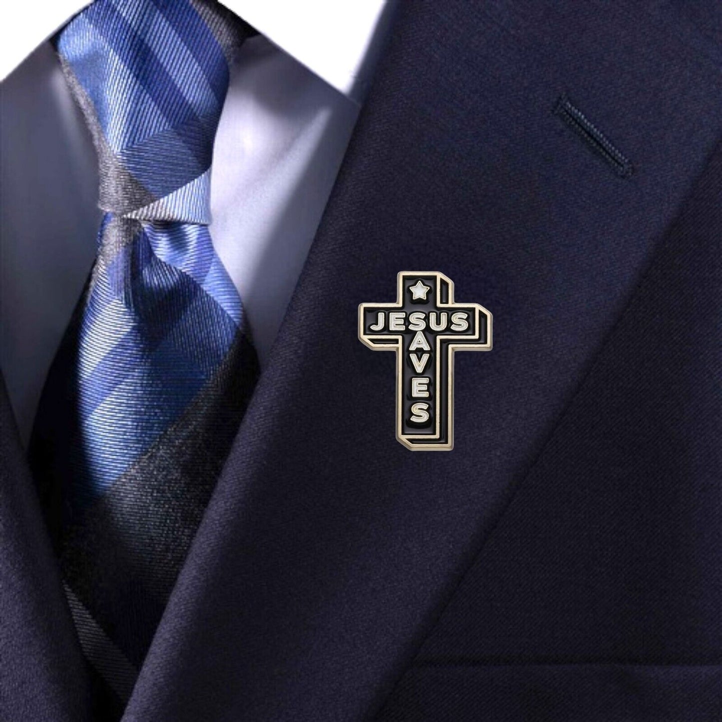Jesus Saves Enamel Pin | Christian Collar Pin | Brooch Accessory | Lapel Pin