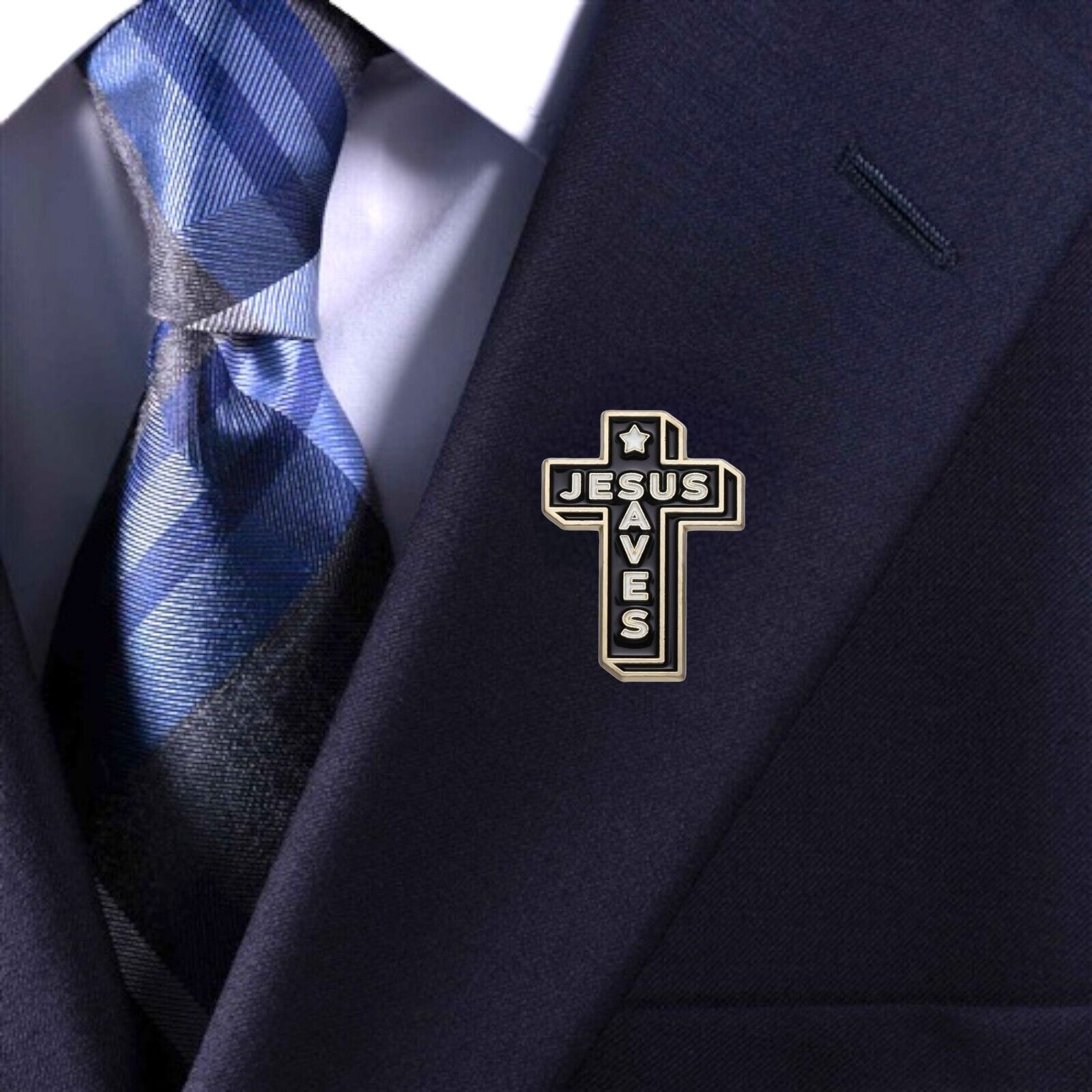 Jesus Saves Enamel Pin | Christian Collar Pin | Brooch Accessory | Lapel Pin