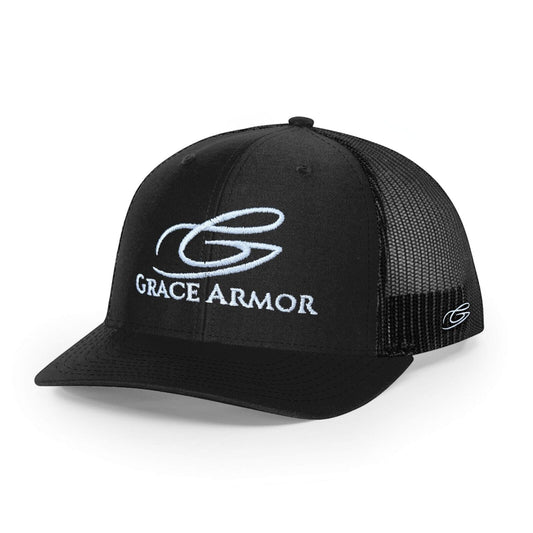 Grace Armor Trucker Hat Black On Black Adjustable Richardson 112 Snapback