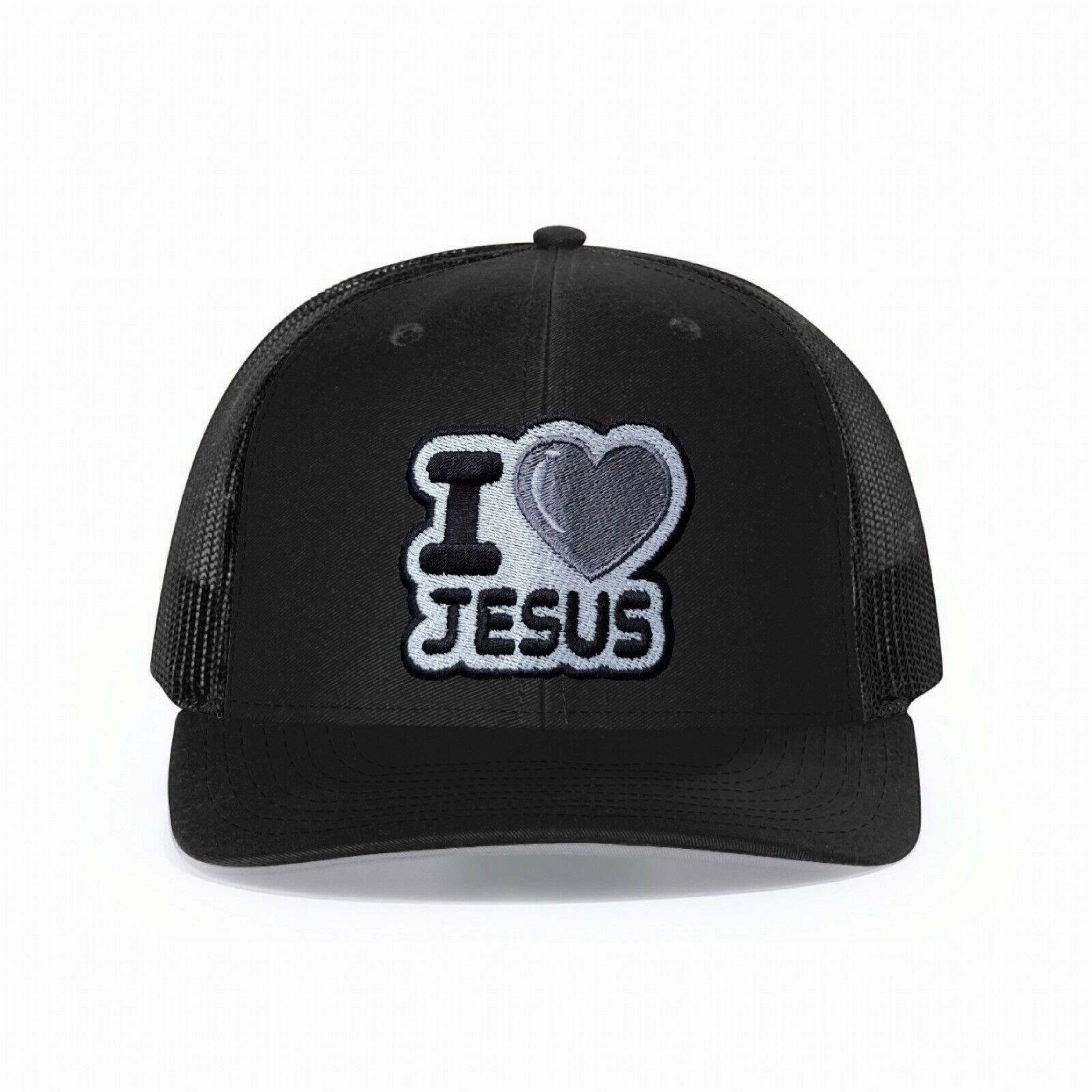 I Heart Jesus Trucker Hat Black On Black Adjustable Richardson 112 Snapback
