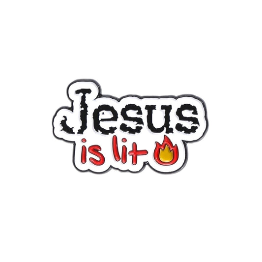 Jesus Is Lit Enamel Pin | Christian Collar Pin | Brooch Accessory | Lapel Pin