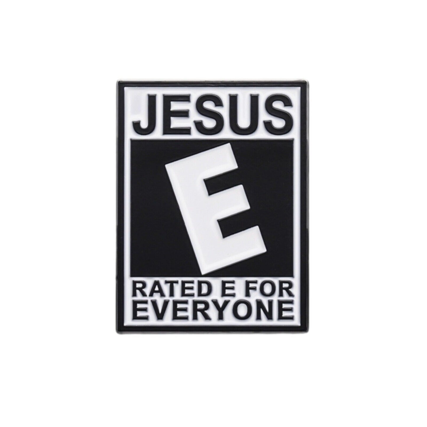 Rated E For Everyone Jesus Enamel Pin | Christian Collar Pin | Brooch Accessory