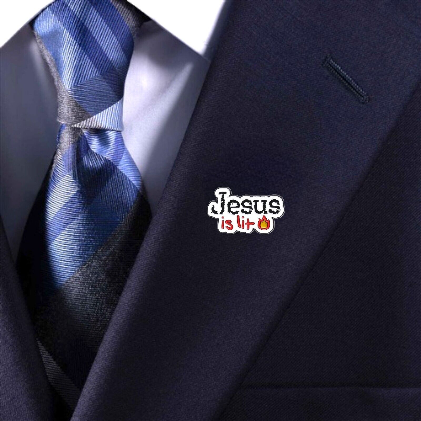 Jesus Is Lit Enamel Pin | Christian Collar Pin | Brooch Accessory | Lapel Pin