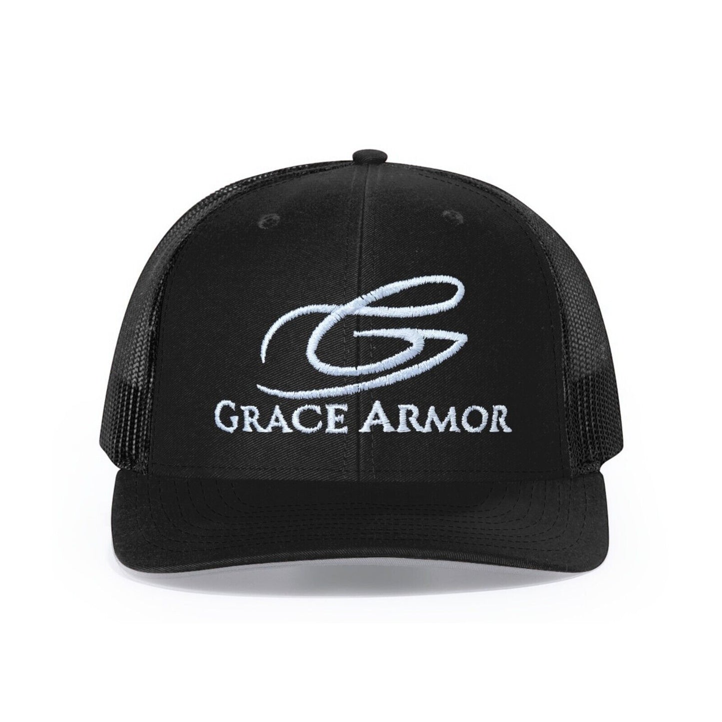 Grace Armor Trucker Hat Black On Black Adjustable Richardson 112 Snapback