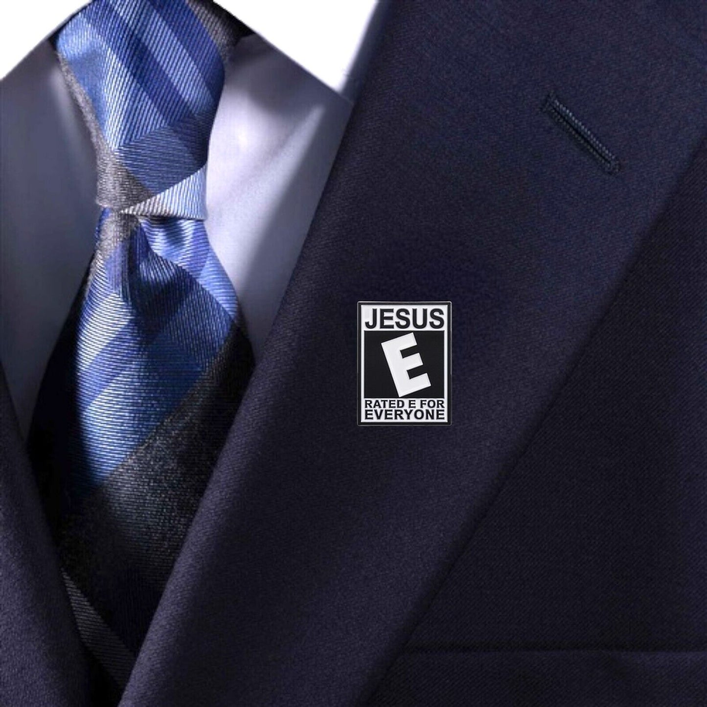 Rated E For Everyone Jesus Enamel Pin | Christian Collar Pin | Brooch Accessory